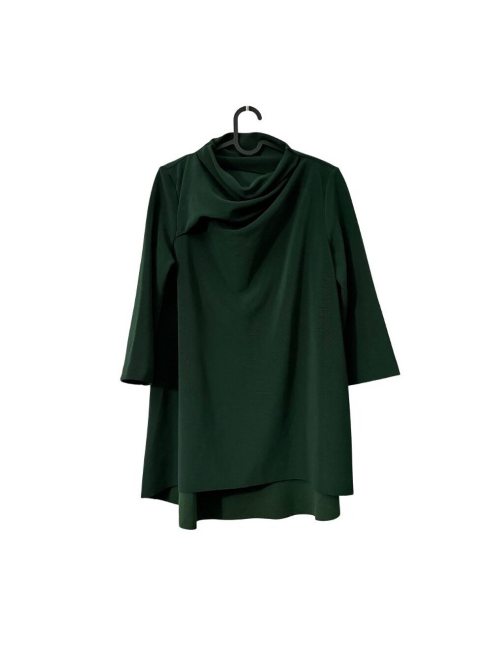 COS Dark Evergreen Draped Asymmetrical Cowl Neck Tunic Top Womens Medium
